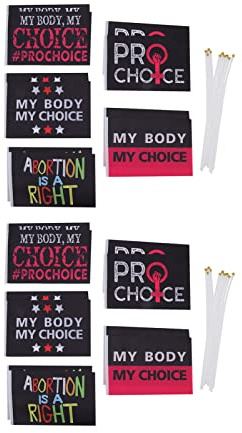 Baxnore 10pcs weibliche Rechte Protest Flagge Set Polyester Gartendekoration Flagge mit Fahnenmasten für Innenhöfe (A)