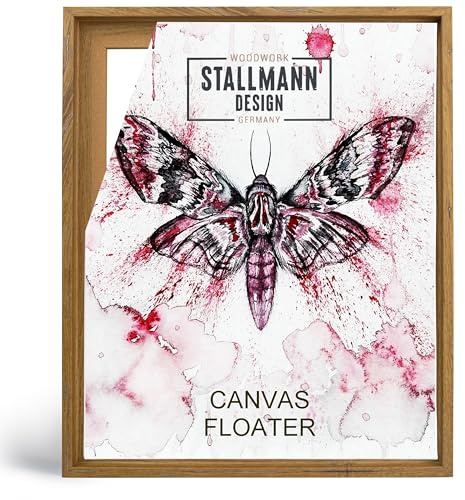 Stallmann Design Schattenfugenrahmen 60 x 80 cm | Farbe: Eiche mit Zinn | Leer-Rahmen für Leinwände auf Keilrahmen | mit Montagezubehör | ohne Glas und Rückwand