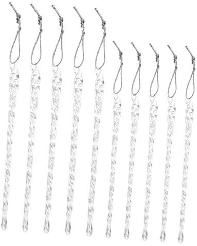 PAMINGONO 10 Stück Glas Eiszapfen Weihnachtsbaum Anhänger Transparent Kristallklar Gedreht Langlebig Für Weihnachtsdeko Hochzeit Party Baumdekoration