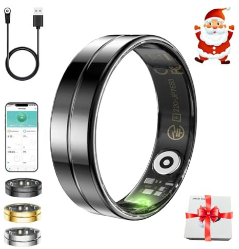 Bclsks Gifts Christmas for Women Men,Smart Ring for Women Men,Health & Activity Tracker with Heart Rate,Sleep Monitoring/Blood Oxygen/Motion Tracking,Waterproof & No Subscription Required Black 11