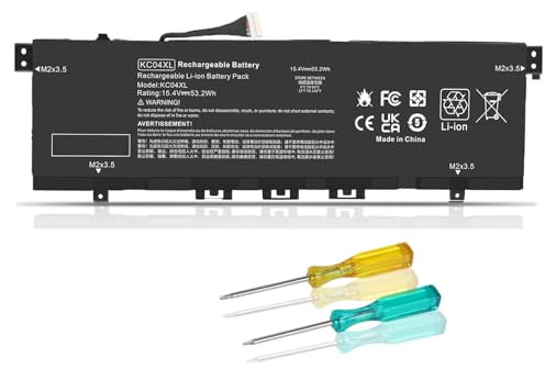HJTPOWER KC04XL Laptop Battery Replacement for HP Envy X360 13-AG 13-AR Envy 13-AH 13-AQ Series KC04053XL L08496-855 L08544-1C1 L08544-2B1 TPN-W133 TPN-W136 HSTNN-DB8P HSTNN-IB8K 53.2Wh 15.4V