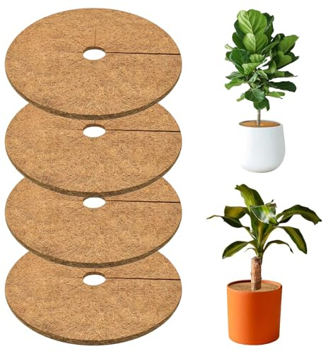 YUZHEDM 5 Discos Fibra de Coco Mantillo Plantas Disco de Coco Aislante Natural para Plantas Alfombrillas de Mantillo de Estera para Plantas en Maceta Protegen árbol Raíces Plantas 20CM
