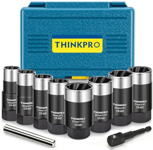Thinkpro Wheel Lock & Lug Nut Remover Set | 10Pc Locking Lug Nut Removal Tool | Heavy Duty Stripped & Damaged Wheel Nut Extractor Sockets