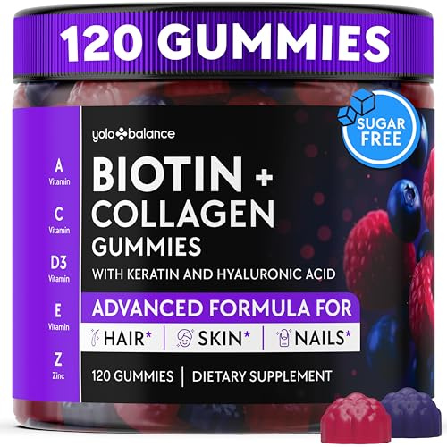 Biotin Gummies 10000mcg - Collagen Keratin - Hair Skin and Nails - Vitamins