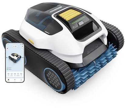 Spino E1 poolrobot botten och väggar, vattenledning, 210 min autonomi, 2 1950 LPH Max, 5 lägen trådlös pooldammsugare, SmartArc Trajet Navigation, appkontroll, idealisk för pooler 150㎡