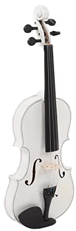 POENVFPO 4/4-Violine, Handgefertigte Weiße Violine aus Massivem Lindenholz mit Bogen und Kolophonium, für Schüler, Erwachsene, Anfänger