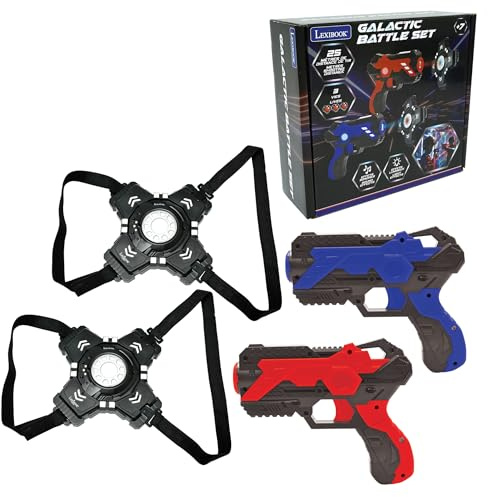 Lexibook, Kit Laser Tag Bataille Galactique, JG250LXB | 2 pistolets laser, 2 armures, 25m portée, Sons et effets lumineux