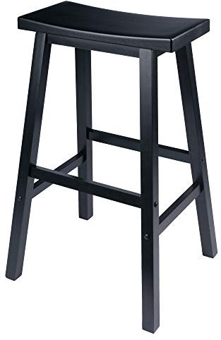 Winsome Satori Sattelsitz-Barhocker, 73,7 cm, schwarzes Finish, Massivholz, Übergangsstil