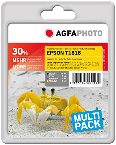AgfaPhoto APET181SETD Toner für Epson XP30, (4) 525 Seiten schwarz, 570 Seiten cyan, 495 Seiten magenta, 650 Seiten gelb, multipack