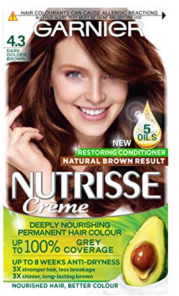 Garnier Nutrisse Permanent Hair Dye, 4.3 Dark Golden Brown
