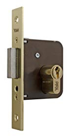 Yale Cerradura de Embutir Estámdar: Entrada 35 mm, Acero aleado, Latonado Cerradura de embutir de un punto de cierre, Caja cerrada, Cilindro monoblock de 60