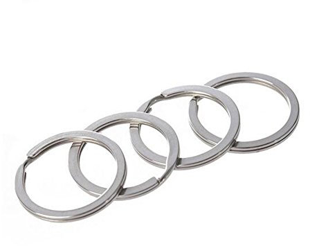 Lot de 50 anneaux plats fendus en acier inoxydable pour porte-clés - 35 mm