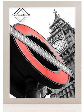 rahmengalerie24 Bilderrahmen Fotorahmen 62x93 cm Edelstahl bilderrahmen zum aufhängen MDF picture frames Farbe und 40 verschiedene Größen wählbar ohne Passepartout Rahmen London