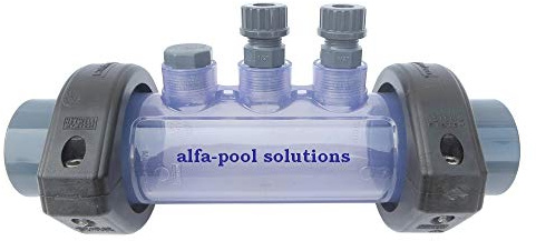 alfa-pool Messzelle PVC 2 Elektrodenhalter Stopfen 1/2 Anschluss Muffen D50mm Durchflussarmatur