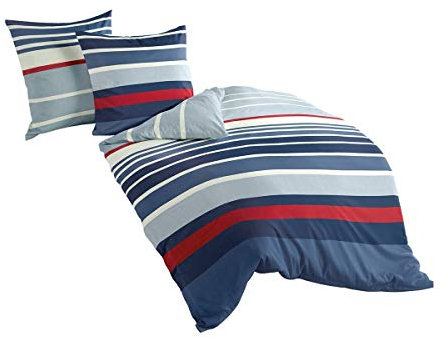 TRAUMSCHLAF Mako-Satin Bettwäsche Nordsee maritim 1 Bettbezug 155 x 200 cm + 1 Kissenbezug 80 x 80 cm