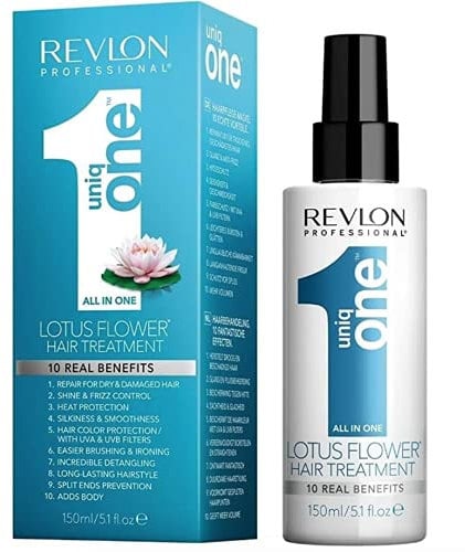 UniqOne Hair Treatment Lotus Flower, 150 ml, Sprühkur für mehr Volumen, Geschmeidigkeit & bessere Kämmbarkeit, Haarpflege ohne Ausspülen, Spray hilft Spliss vorzubeugen