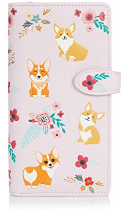 SHAGWEAR ® Portemonnaie Geldbörse Damen Geldbeutel Mädchen Bifold Mehrfarbig Portmonee Designs: (Corgi/Corgi Pink)