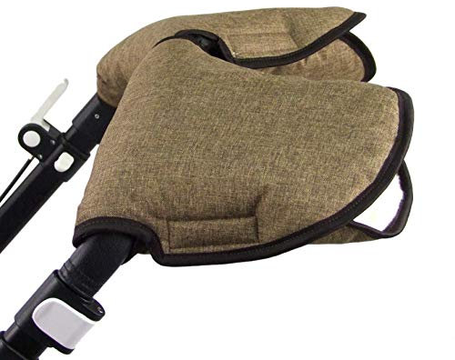BAMBINIWELT universaler Muff Handwärmer Handschuhe für Kinderwagen Buggy Jogger mit Wolle 2-TEILIG MELIERT (braun meliert) XX