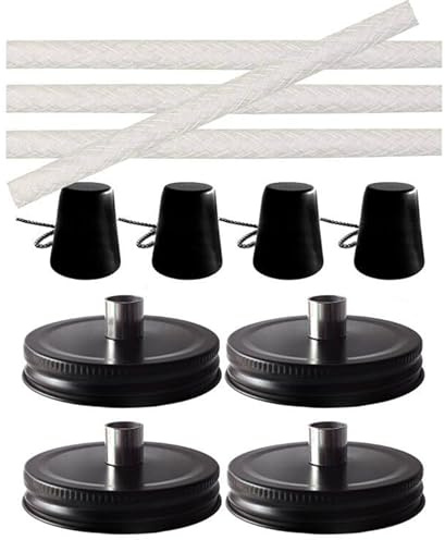 Juego de 4 antorchas de mesa para exteriores, mechas de fibra de vidrio, tapa de acero inoxidable con tapas de cubierta Outfire, 6 pulgadas de alto, para patio, jardín, fiesta, decoración de mesa
