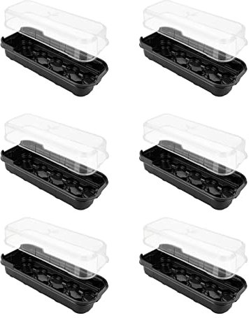 RTWAY 6 PACK Seed Propagator Tray Set, Mini Sturdy Windowsill Trays with Cover Dome, Seed Starter Tray Greenhouse Grow Trays for Seeds Growing Starting (10 Cells per Tray)
