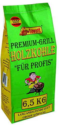 Favorit Grill-Holzkohle 6,5kg (Holzkohle/Grillkohle mit extra großer Körnung für super Glut) - 6500