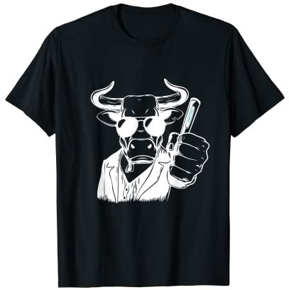 Muh In Black Bulle Kuh mit Brille Jäger der Außerirdischen T-Shirt