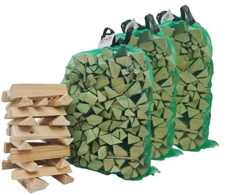 AMOS Eco-Friendly Kindling Wood - 3 Bags Easy Light Firelighters for Wood Burning Stoves, BBQs, Pizza Ovens, Log Burners