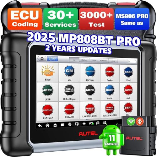 Autel Scanner MaxiPRO MP808BT PRO Diagnostic Tool, 2-Year Updates, 2025 Up of MP808BT MP808 MK900BT MK900 MK808S, ECU Coding as MS906 Pro MP900 MP900-BT MP900E KIT, 30+ Reset, VAG Guide, OE All System