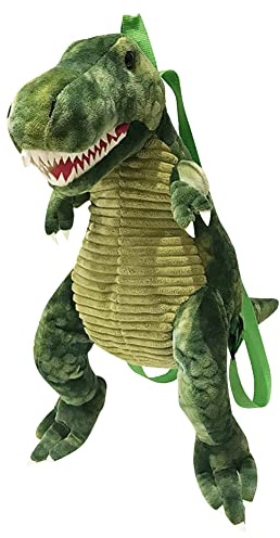 LICHENGTAI Rucksack Plüsch Tier Dino, 3D Plüschrucksack Dinosaurier Kinder Rucksäcke Kindergarten Vorschule Kleinkind Rucksack für Kindergarten Mädchen und Jungen, Grün