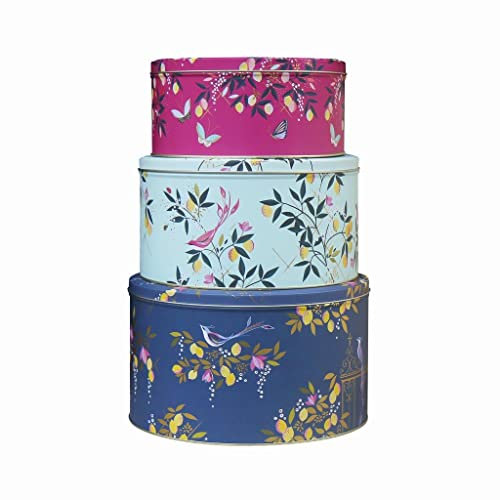 ELITE Sarah Miller Orchard Floral Set of 3 Round Cake Tins 250 (d) x 145mm 225 (d) x 120mm 195 (d) x 95mm