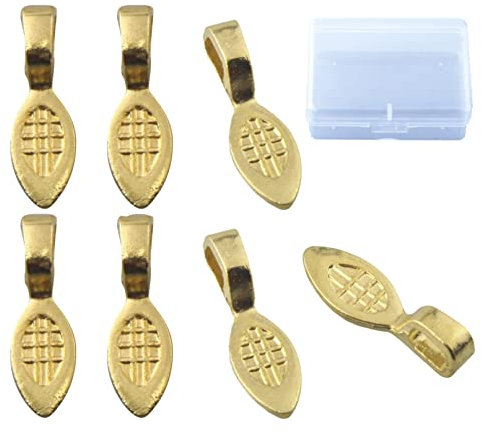 MAHAVIMOKSA 1 Box 22x7mm Spoon Glue On Bails Leaf Pad for Pendant Earrings Necklace Jewelry Making Glass Cabochon Tiles Pendant (Gold)