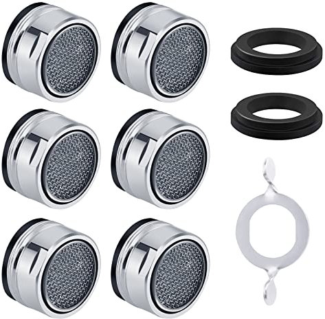 HORJOR M24 Wasserhahn Perlator Filter Wassersparer Perlatoren für Wasserhähne, 6 Stück Wasserhahn Strahlregler Aufsatz mit Edelstahl-, ABS-Filter inkl, 8 Dichtung, 1 Verchromten Schlüssel, Silber