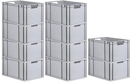 PROREGAL SuperSparSet 10x Eurobox NextGen Economy | Griffe offen |HxBxT 32x40x60cm | 65 Liter | Eurobehälter, Transportbox, Transportbehälter, Stapelbehälter