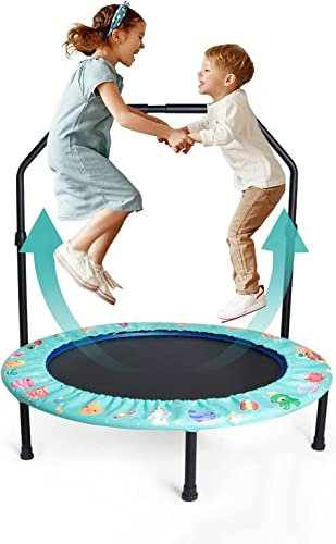 Siairo Mini-Trampolin für Kinder, 91,4 cm, mit verstellbarem Griff, Bungee-Rebounder, gepolsterter Sicherheitsabdeckung, für drinnen und draußen