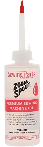 Premium Sewing Machine Oil with Zoom Spout Oiler | 4FL OZ of Stainless Lili White Oil with Flexible Telescoping Spout, Ideal for Sewing and Textile Machinery - by Sewable