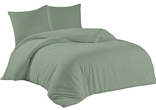 Livessa Bettwäsche 155x220 3teilig Baumwolle - Bettwäsche mit Reißverschluss: Bettbezug 155x220 cm + 2er Set Kissenbezug 80x80 cm, Oeko-Tex Zertifiziert, aus%100 Baumwolle Jersey (140 g/qm)