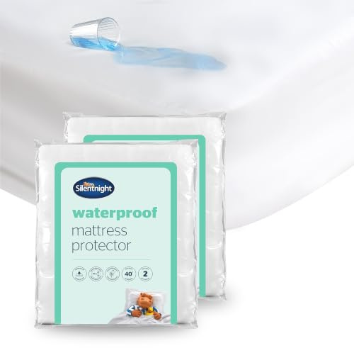 Silentnight Waterproof Mattress Protector - King, 2 Pack Mattress Protector with Deep 30cm Fitted Skirt and Soft Touch Quiet Rustle Free Cover - Machine Washable and Hypoallergenic - King, 2 Pack
