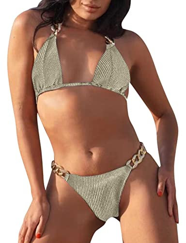 Bikinis, Swimwear Women High Waisted Bikini Set Bandeau Bikini Bikini Shorts Swimsuits for Women Bikini Top with Bikini Bottoms Rose Gold