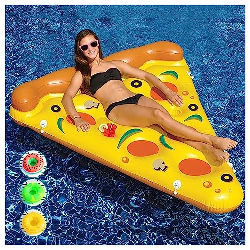 Pool Floats Adult Funny, Pizza Fun Pool Floats For Adults, With 3/6 Pack Inflatable Drink Holders Pizza Pool Toy For Kids And Adults,1PCS