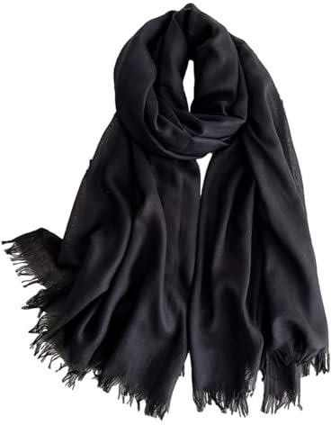 KARMA.DIEM Basic Schal für Damen in angesagten Trendfarben und weicher Premium Stoffqualität (Schwarz)