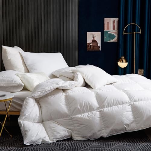 BedFabtasy Double Duvet 12 Tog|Luxury Heavyweight Goose Feathers Down Duvet|100% Organic Cotton Cover & Down Proof Fabric|Hotel Quality Double Quilt with 8 Corner Tabs|Machine Washable