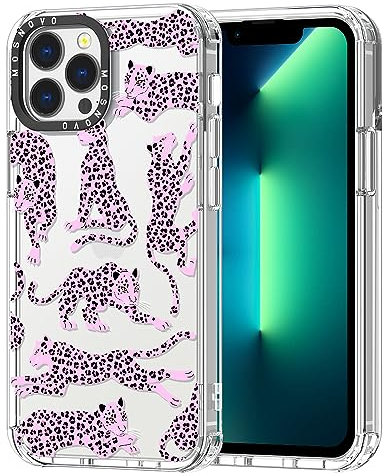 MOSNOVO Case for iPhone 13 Pro Max, [Buffertech 6.6ft Military-Grade Drop Protection] [Anti Peel Off Tech] Clear TPU Bumper Phone Case Cover Design - Pink Leopard