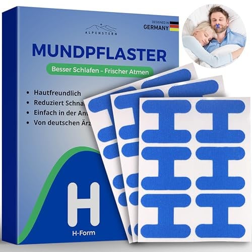 Alpenstern® Mundpflaster schlafen -66 STÜCK- Mouth tape for sleeping - Mund Tape gegen Schnarchen Anti schnarch Pflaster Bart nachts - Mundtape Schnarchstopper Schnarchpflaster - gegen Mundatmung