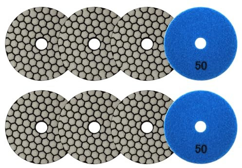 VENJELD Diamond Dry Polishing Pads 100mm 8pcs Polishing Kit Grit 50 for Granite Marble Artificial Stone Quartz for Angle Grinder