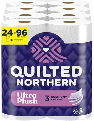 Quilted Northern Papier toilette ultra moelleux, 24 méga rouleaux = 96 rouleaux ordinaires, 3 fois plus épais, papier toilette doux 3 plis