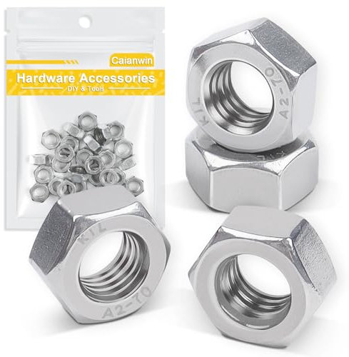 Caianwin Tuercas hexagonales M6 de acero inoxidable DIN934 304 para elementos de fijación de construcción Lndustrial, 50 unidades