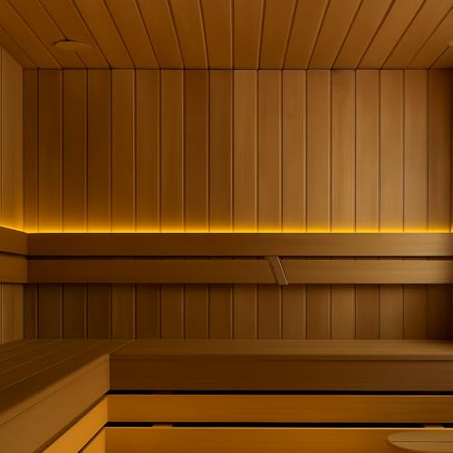 Striscia LED impermeabile IP67 230 V: illuminazione inferiore, illuminazione per sauna e sauna (bianco caldo), prodotto migliorato fino a 120° (3 metri)