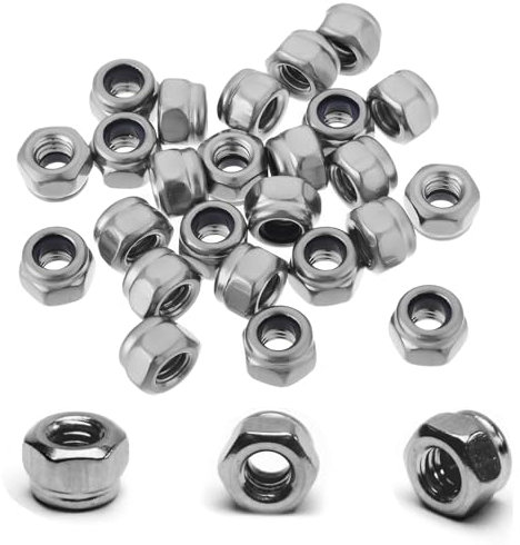 100 dadi di bloccaggio esagonali M4 in nylon metrico inseriti con inserto in nylon autobloccante M4 x 0,7 mm, in acciaio inossidabile 304, autobloccante, 7 mm, dado piccolo per auto radiocomandate