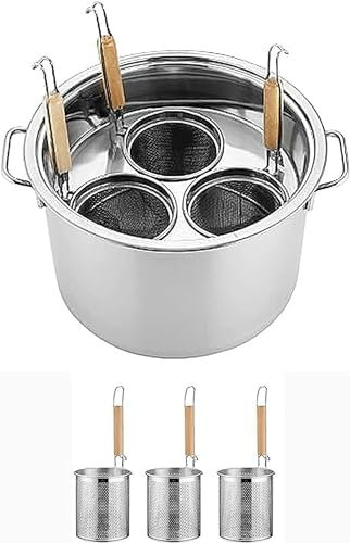 Commercial Noodle Boiler Cooking Pots,Stainless Steel Pasta Cooker Set/Commercial Stainess Steel Pasta Pot Cooker Insert Set with Divider and Colander Strainer for Pasta, Noodles,