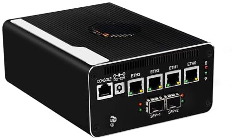 AIOPCWA Mini PC Router Micro Firewall Appliance, 10GbE SFP+, 13th Gen U300E, OPNsense Hardware, 4 x i226V 2.5GbE LAN Ports, Console COM, Router OS DDR5 32GB RAM 1TB NVMe SSD
